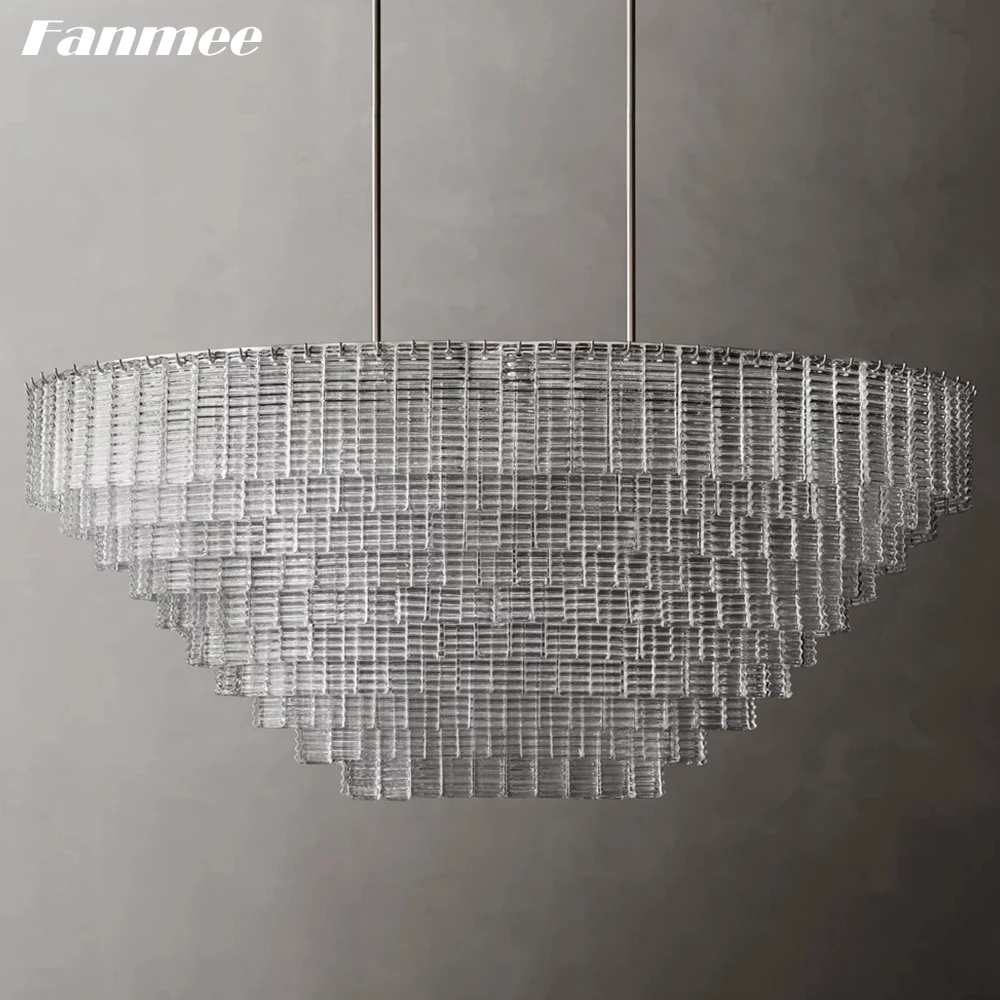 Oval Chandelier for Dining Room Clear Smoke Glass Sirene Ceiling Chandelier Lighting Modern Living Room Hanging Lustre Lamps