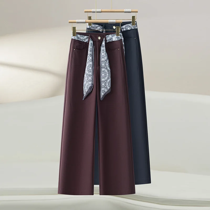 

Narrow Wide-Leg Suit Pants Women's Autumn New High-Waist Draped Slimming Versatile Straight-Leg Pants