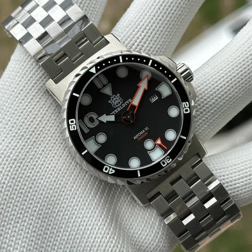 ساعة غواص رجالية من STEELDIVE 46.5 ملم ساعة يد ميكانيكية أوتوماتيكية للغوص 300ATM مقاومة للماء مرآة ياقوت مضيئة NH35