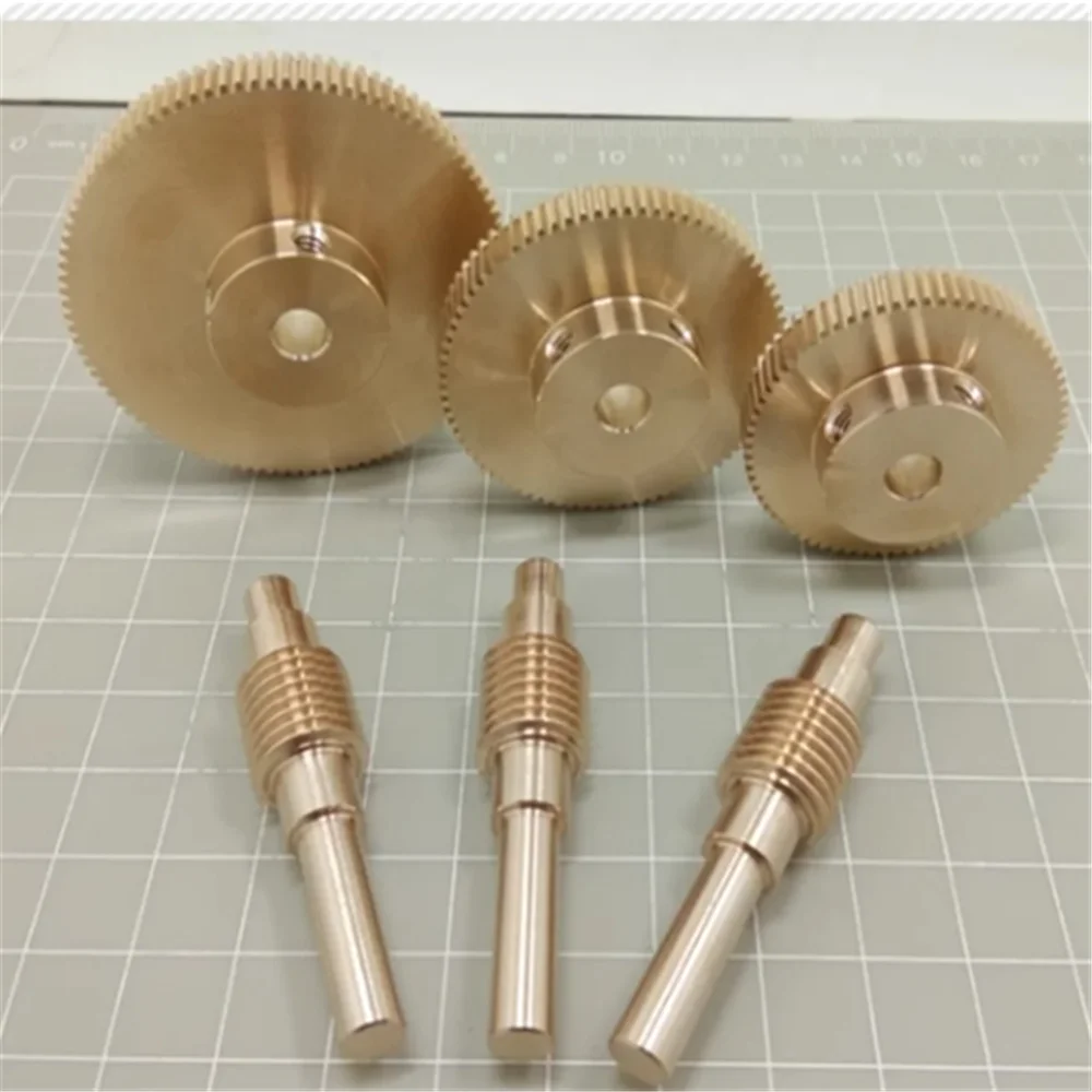 0.5M Precision Turbine Worm Gear Set 1:20/30/40/50/60/70/80/100 Teeth Stainless Steel Worm Copper Gear Accessories