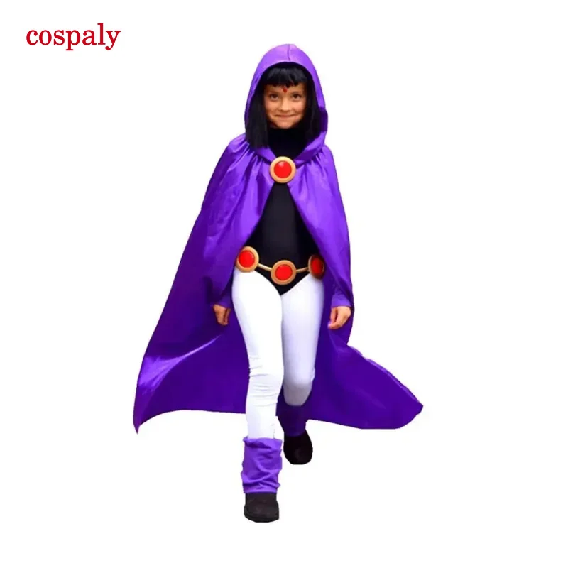 A Deluxe girls carnival dress up kids Dionysia Teen Titan Raven cosplay costumes adult Halloween birthday party costume 4pcs/1se