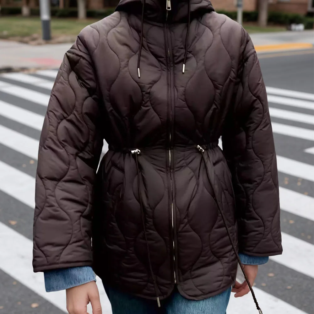 

New women's clothing style, waist cinching and slimming, hooded waterproof cotton jacket jacket