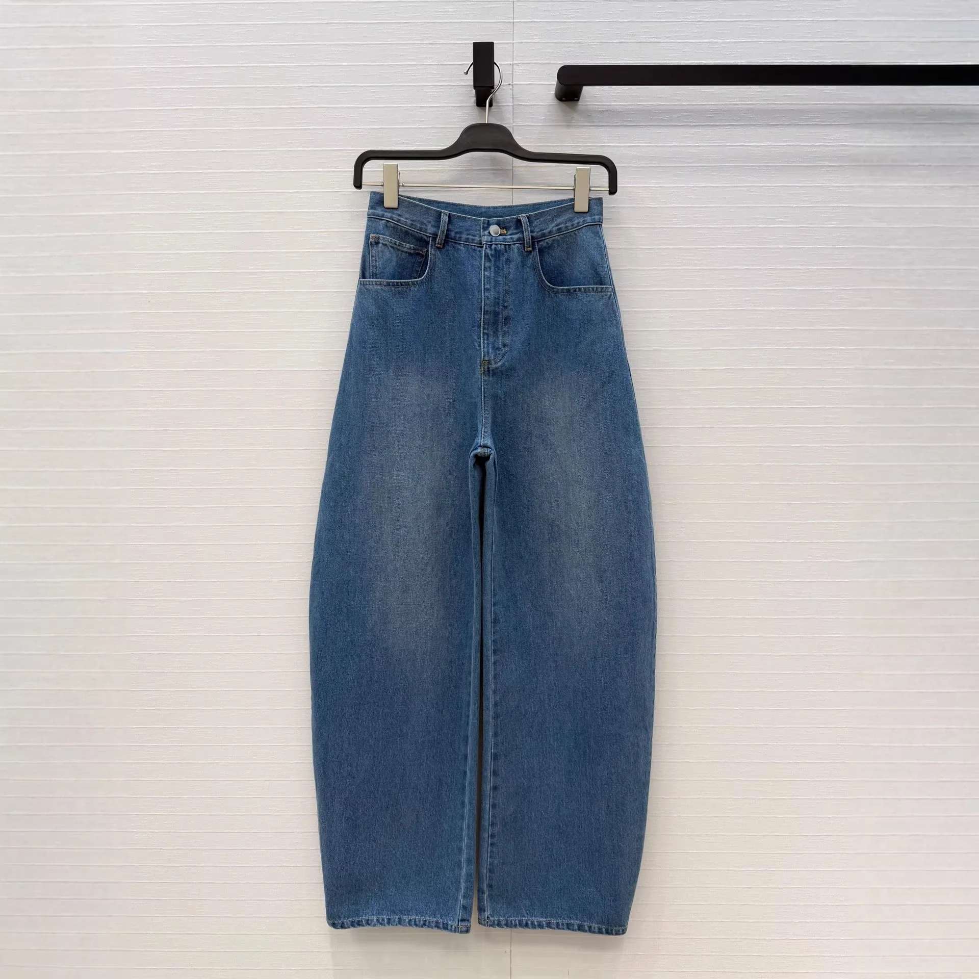 

Джинсы с высокой талией, повседневные, цвета Cloud Water Blue, весна 2026, новая модель, свободный крой, из хлопкового стрейч-денима