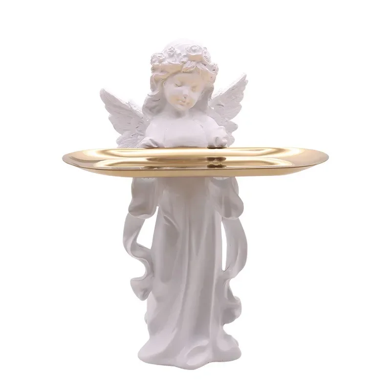 Praying Angel Goddess Ornament Tray Sculpture Art European Home Living Room Study Office Decorations Resin Crafts New Year Gift