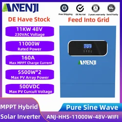 Convertitore solare ibrido 48V 11KW 230V sulla rete Off Grid Convertitore a onda sinusoidale pura Controller di carica solare MPPT doppi 160A integrati