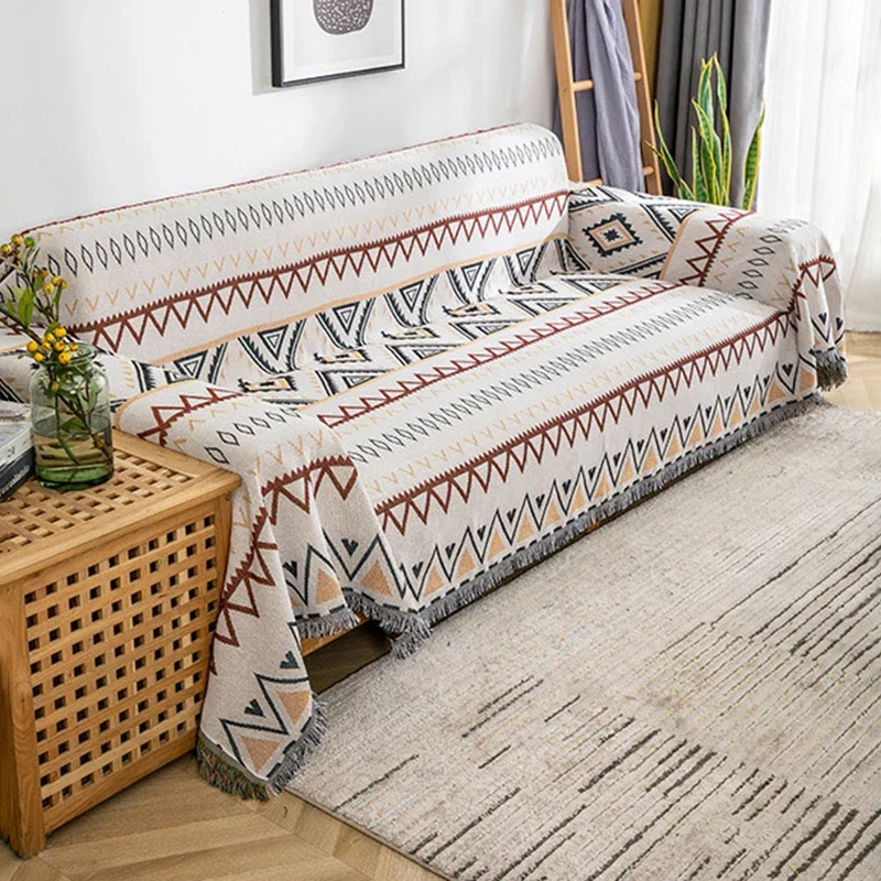 Tassel Sofa Throw Blanket Knitted Rugs Beach Towel Pet Mat Picnic Cloth Bedside Blankets Outdoor Bench Towel Bohemian Tapestry
