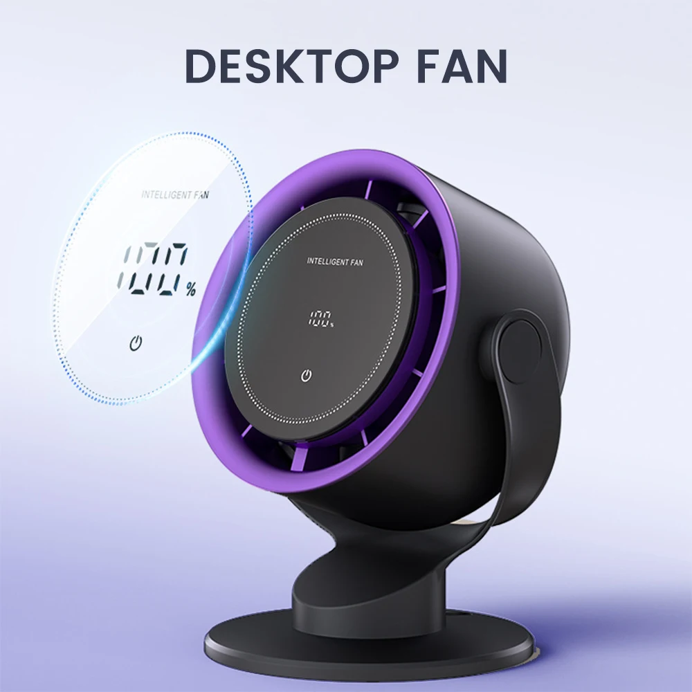 

Smart Electric Fan 100 Speed Bladeless Fan Type-C Charging Desktop Silent Wall Mounted Air Conditioner Car Office Indoor Camping