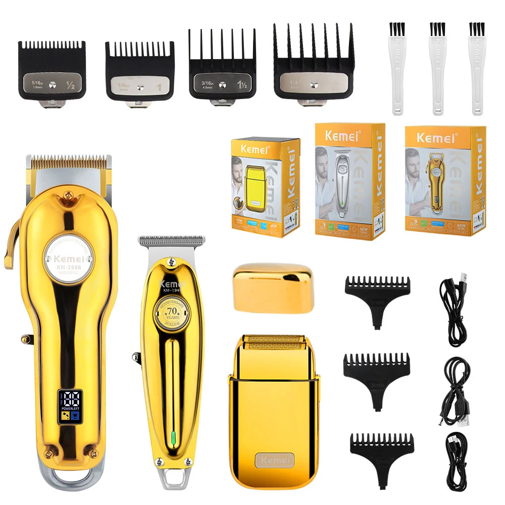 Kemei Professional Finishing Hair Clipper Kit Electric Cordless Hair Trimmer Hair Cut Machine for Men KM-1949 KM-1986 KM-Tx1