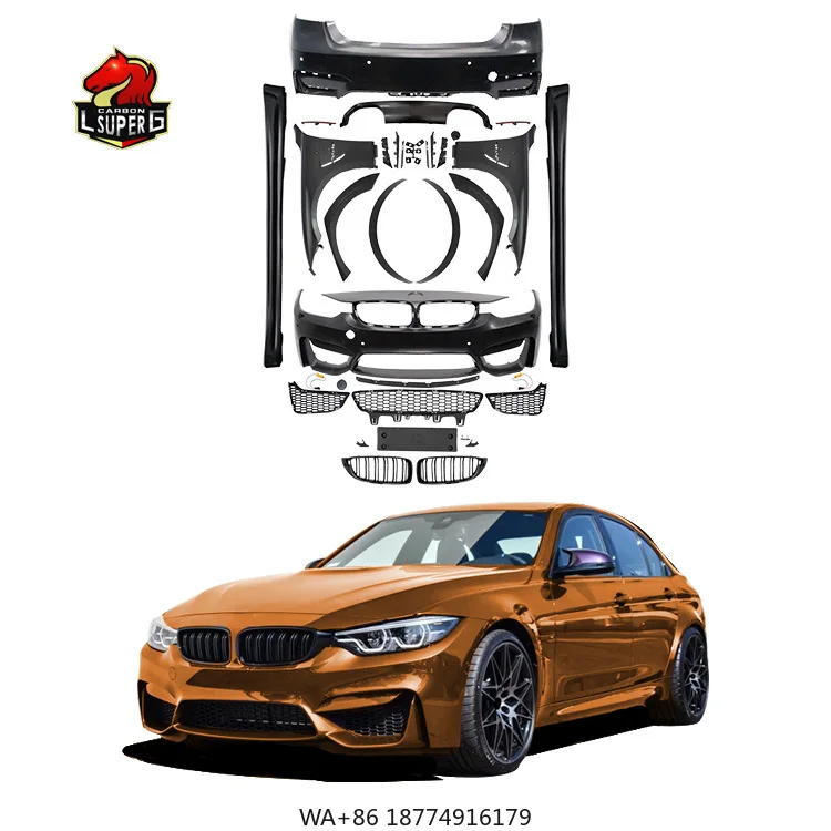 

For 3 Series F30 F35 M3 Style Wide Body Kit Front Bumper Rear Bumper Side Skirt Fenders Rear Diffuser Grilles