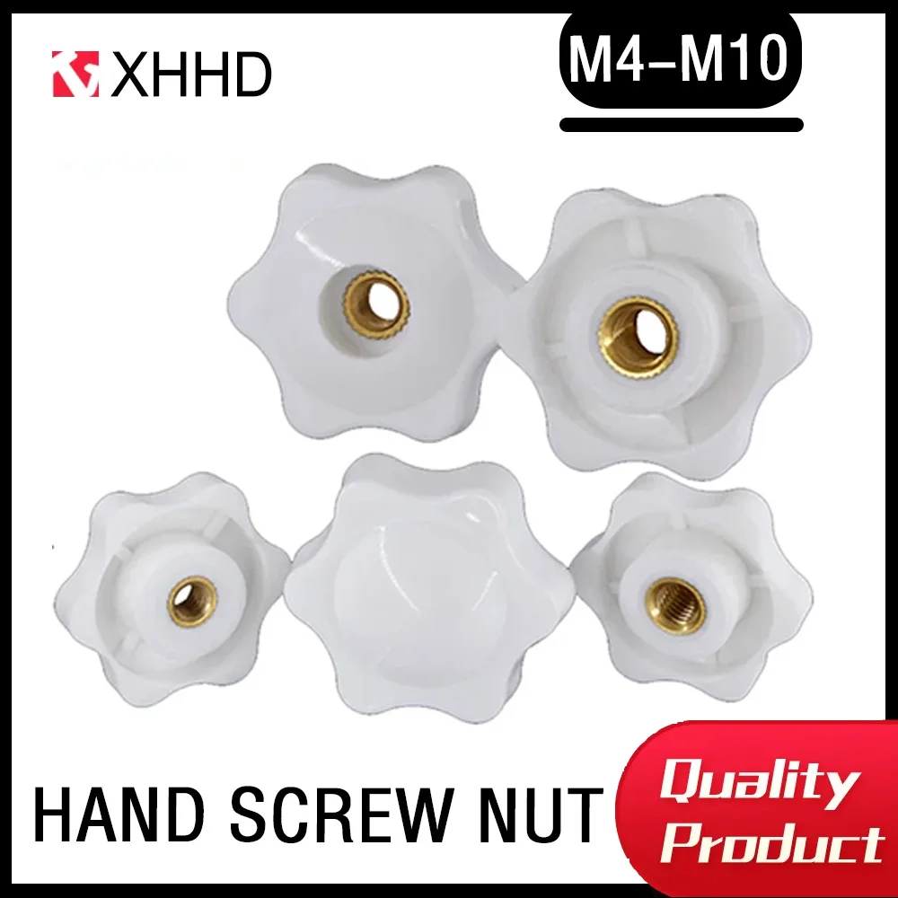 Tuercas de mango de perilla de abrazadera M4 M5 M8 M10, apriete a mano de baquelita de ciruela blanca, estrella de rosca negra, sujeción Manual de pulgar