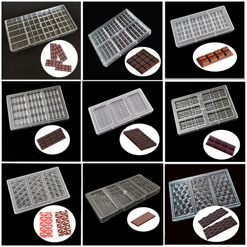 Long Row Chocolate Mold PC Transparent Rectangular Block Dried Fruit Chocolate Plate Baking Mold Baking Accessories