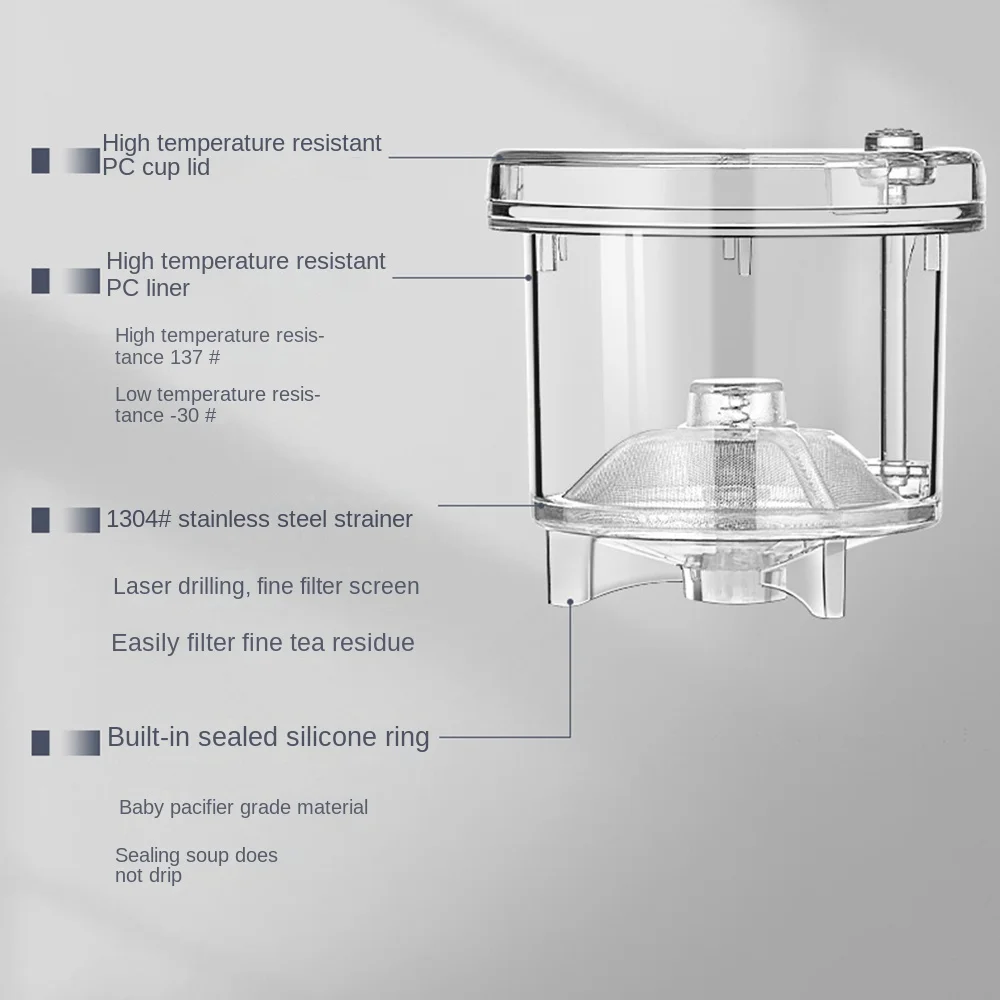 Heat-resistant Glass Teapot with Filter Glass Filter Separation Fair Cup with Handle Short Spout Transparent Tea Maker Teaware