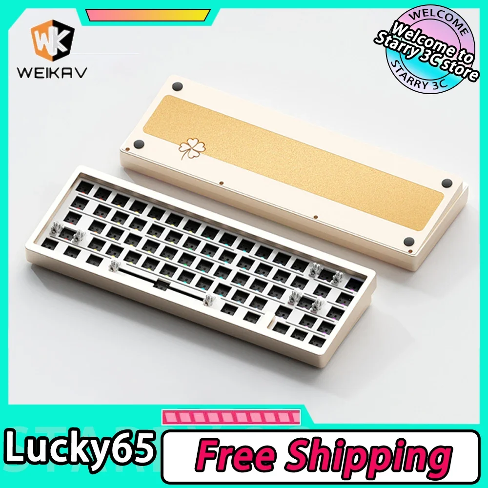 

WEIKAV Lucky65 Mechanical Keyboard Kit Tri Mode RGB Customize Aluminium Kits Wireless Gaming Keyboard Hot Swap Gasket For PC Mac