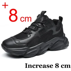 Elevator Shoes Men Sneakers Hidden Heels Plus Size 45 46 Heightening Shoes for Men Fashion Breathable 8cm 6cm Sports Taller Shoe