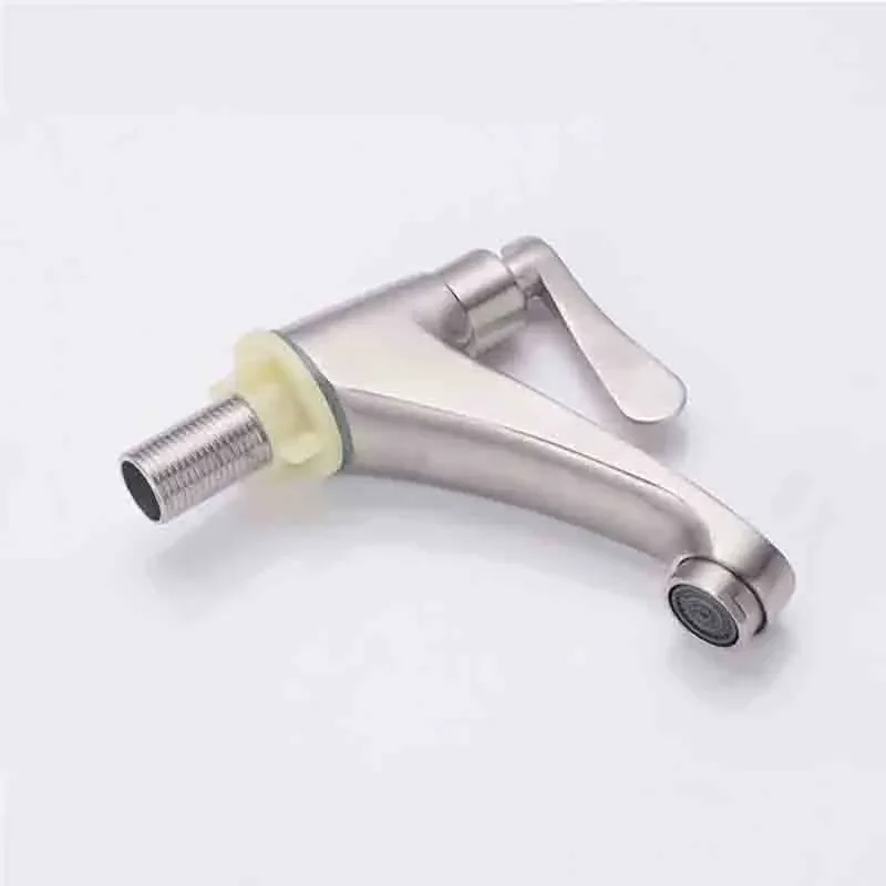 

1 шт., одинарный смеситель для раковины из нержавеющей стали 304, для ванной комнаты, умывальник, керамическая раковина, одинарный охлаждающий смеситель