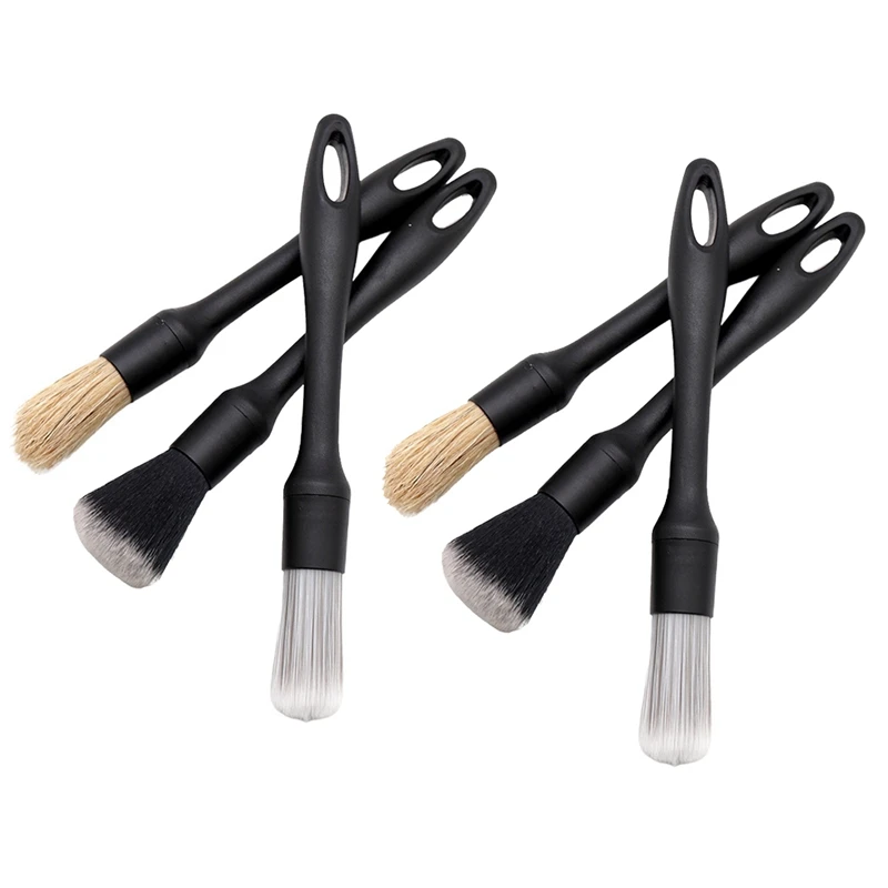 

Car Wash Brush Kit Extended Removable Brushes Car Cleaning Tools Dashboard Rim Brush Head Auto Detail Brushes Kit 6Pc