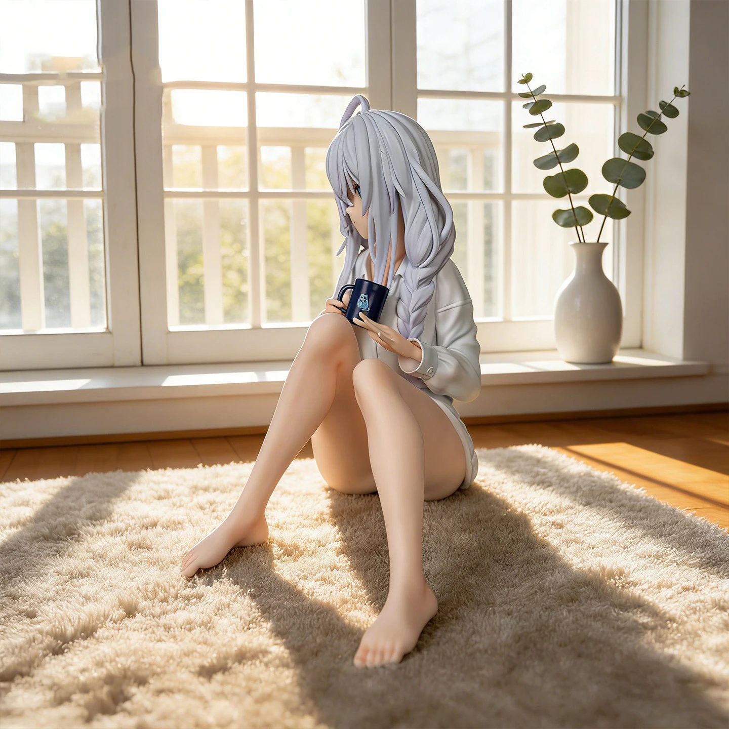 Hot The Journey Of Elaina Elaina Sitting In Pajamas Anime Girl Figure 11cm Model Statue Collection Desktop Decoration Toys image 3