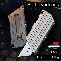 EDC Sliding Blade Art Knife Portable Keychain Pocket Titanium Alloy Utility Knives Box Paper Opener Cutter 5PCS SK5 Blades New