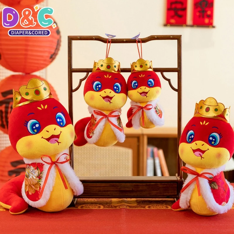 16/20/25/30cm Kawaii Zodiac Yuanbao Red Cloak Snake Plush Animal Doll Snake Year Mascot Cute Snake Stuffed Doll Home Decoration