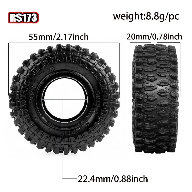 4 Stück 1,0 Zoll Weiche Gummireifen für 1/24 Axial SCX24, 1/18 TRX4M RC Micro Crawler Auto Räder Reifen Teile