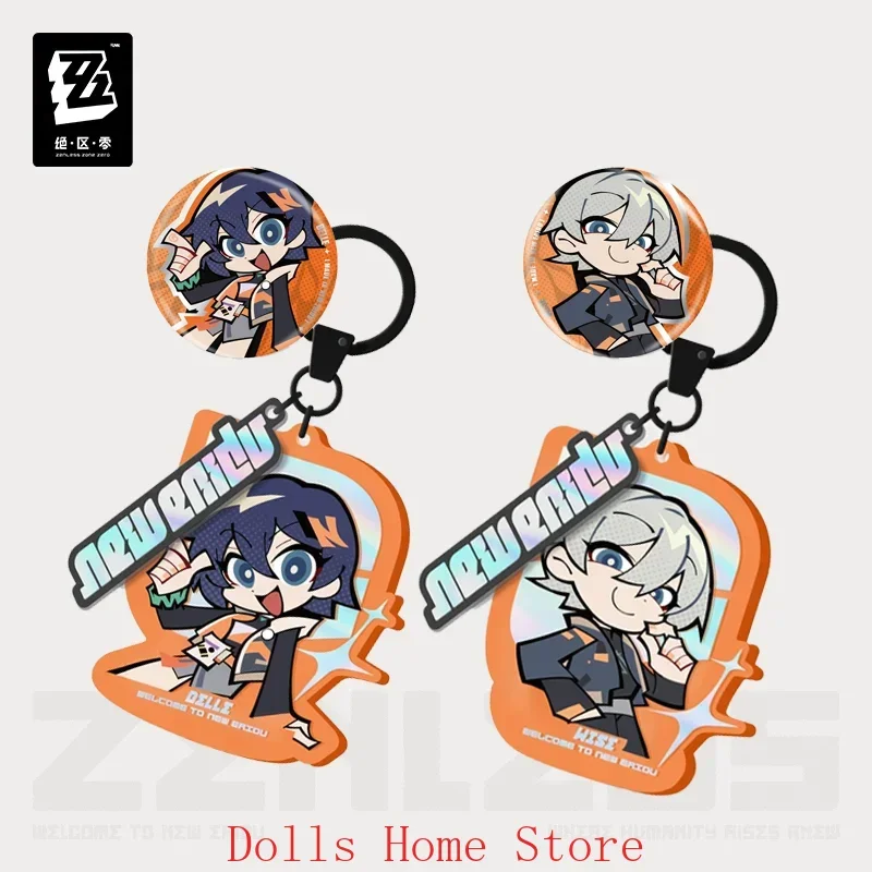

Game Zenless Zone Zero Belle Wise Official Merch miHoYo Original LD Series Q Version Badge Pendant Keychain Gift