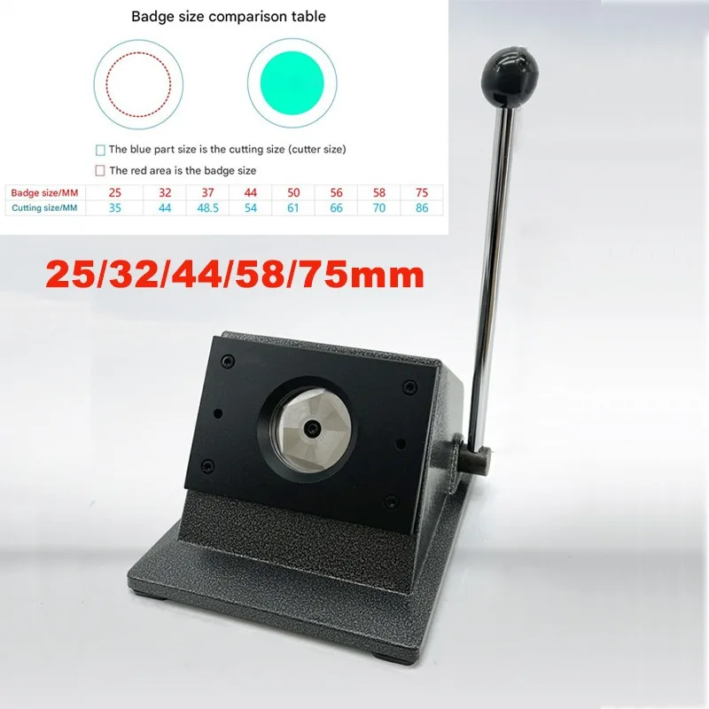 

Graphic Punch Die Cutter 25/32/44/58/75mm Graphic Punch Die Cutter Button Paper Cutter for DIY Button Making Cardstocks Cutting