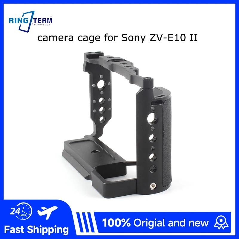 For Sony ZV-E10 II Camera Cage with Silicone Grip Built-in NATO Rails Multi-Interface Expansion Vlogging Filmmaking