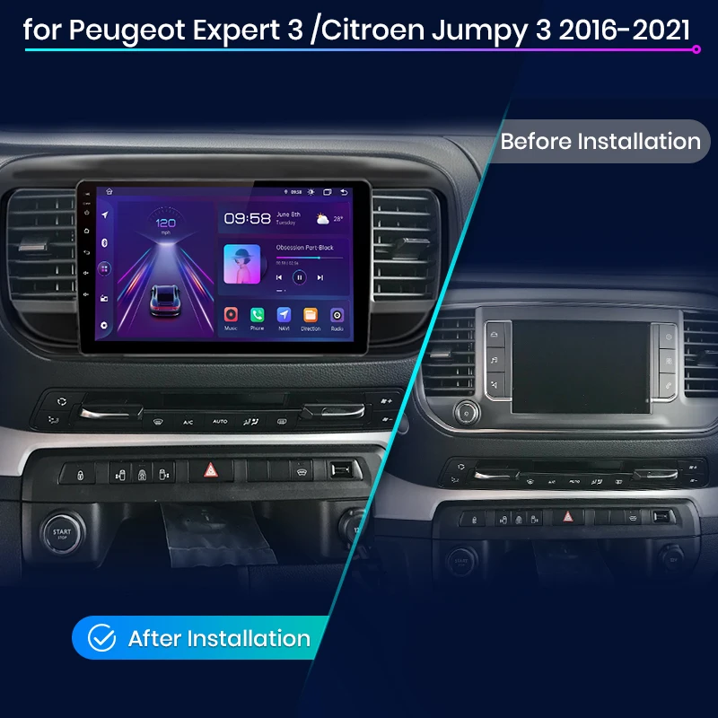 Junsun V1 Pro For Peugeot Expert 3 Citroen Jumpy 3 SpaceTourer 2016 - 2021 Car Radio CarPlay Android Auto GPS No 2 din 2din DVD