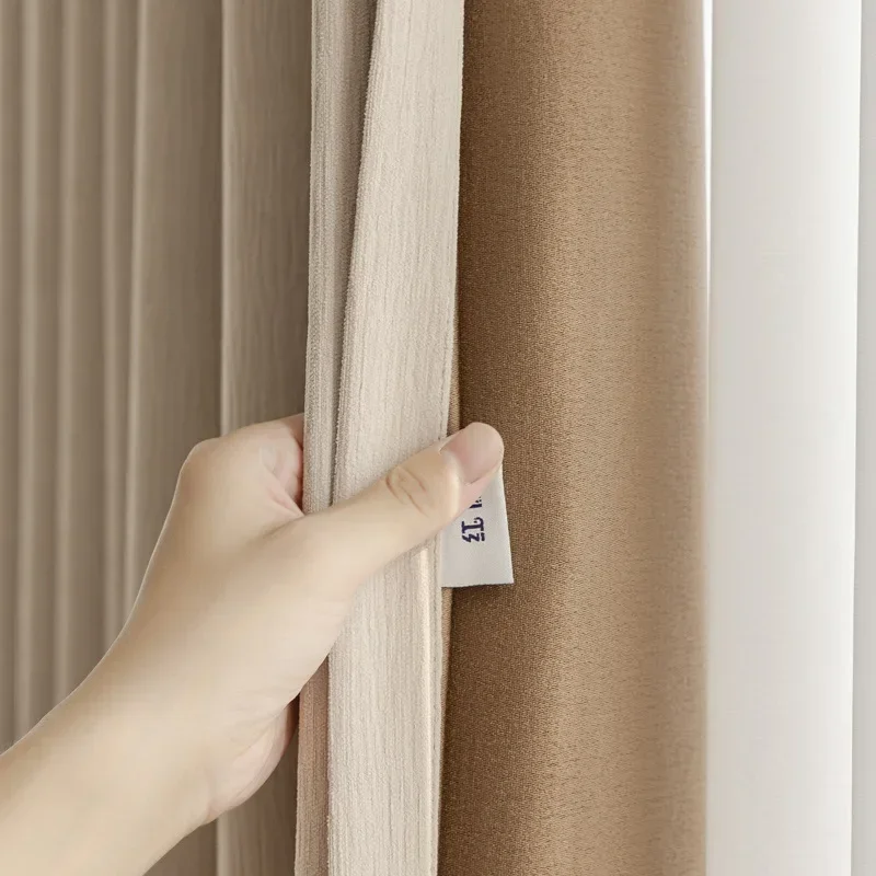 PH2078 Thickened blackout curtains with soft texture and cream color