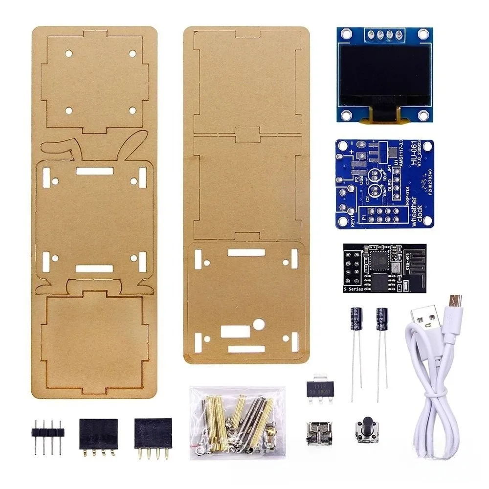 0.96 Inch OLED Display Weather Forecast Clock Kit Multifunctional Mini Size Digital Clock Kit With Case