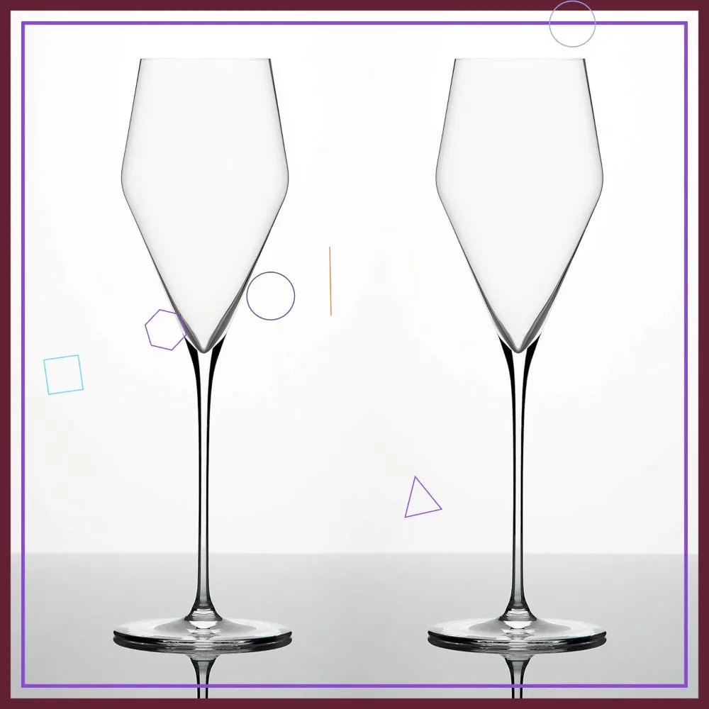 

Premium Champagne Flute Glasses Set of 2 - Hand-Blown Crystal, Dishwasher Safe, Lead-Free