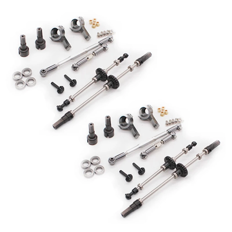 

L81A 2025-2X Upgrade Metal Gear Bridge Axle For WPL B1 B14 B24 C14 C24 RC Car Parts Metal Axle Gear Steering Pull Rod,Front+Rear