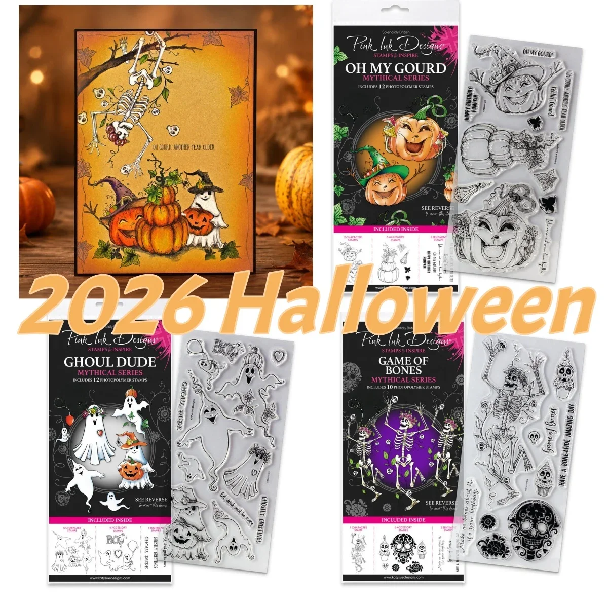 New 2026 Halloween Ghoul Dude Bones Pumpkin Clear Stamps for DIY Making Gift Card Scrapbook Embossed Craft Template Decoration