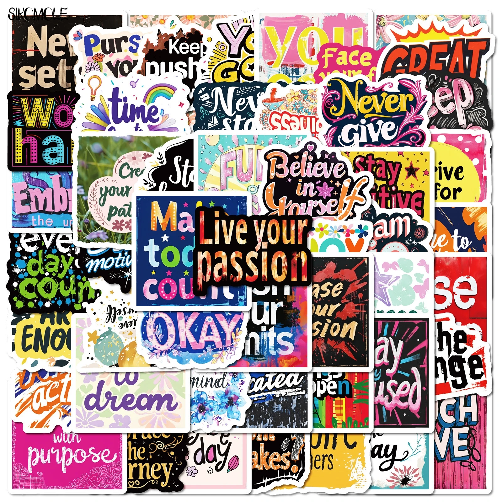 

10/30/50PCS Inspirational Text Positive Stickers DIY For Kid Toys Gift Diary Phone Laptop Luggage Skateboard Graffiti Decals Fun