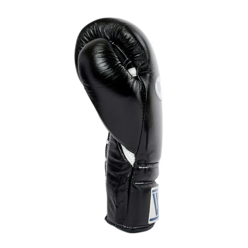 Black Leather Winning Boxing Suit, Lace-Up Wrist, Custom Logo, Adult Match Fighting Wear
