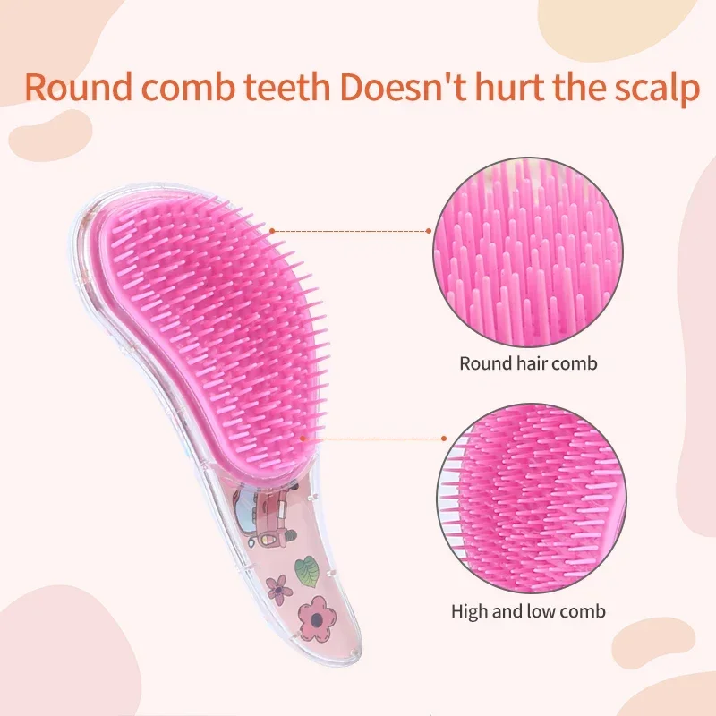 New Cute Hairdressing Comb for Kids Anti-knot Massage Flowing Bead Hair Comb Children Girls Dress Up Makeups Toy Gifts