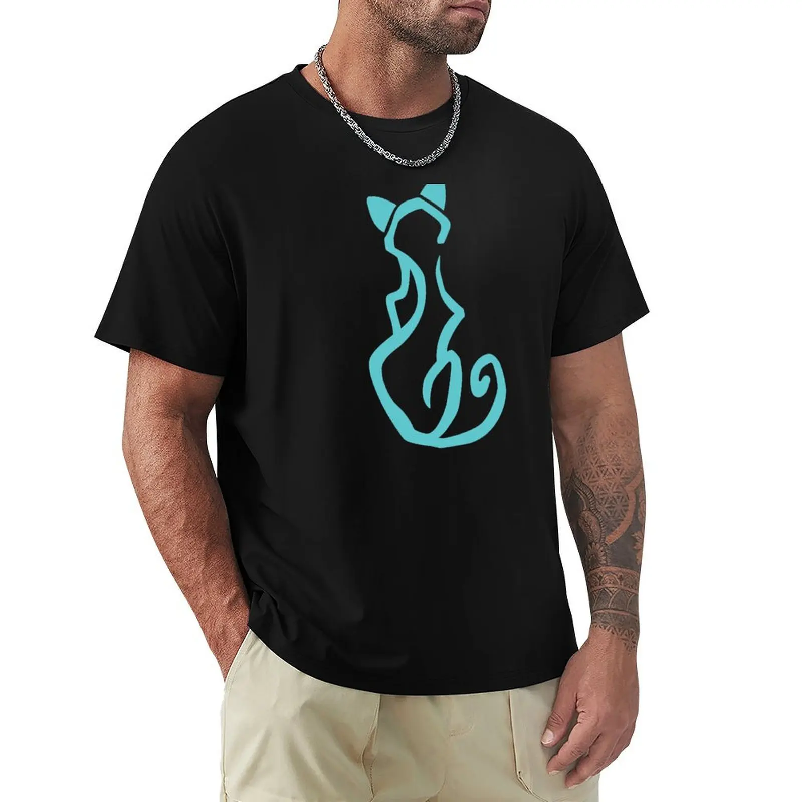 

Cat Glyph (blue) T-Shirt customs quick drying man t shirt Luxury man slim fit t shirts for men