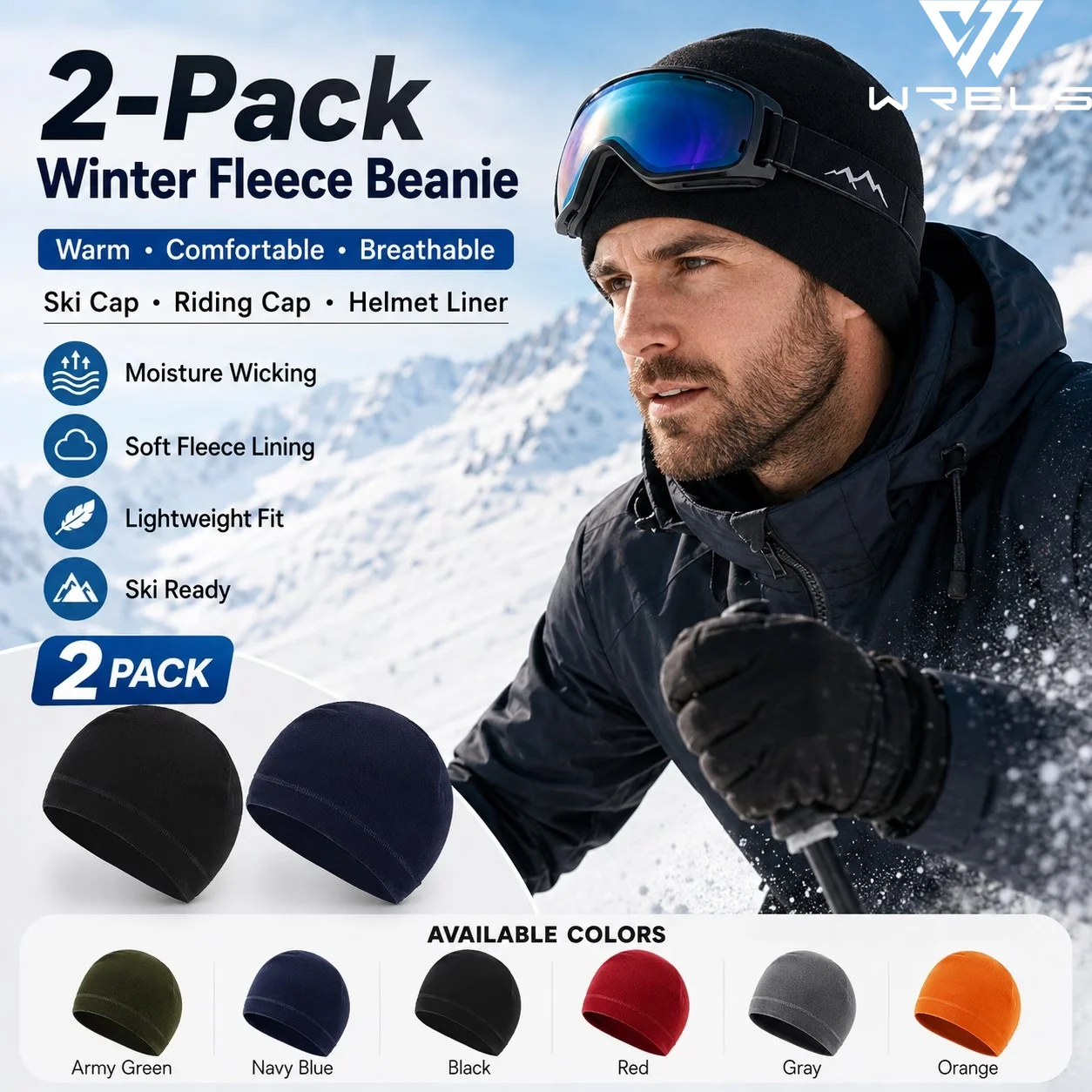 1/2PCS Autumn Winter Windproof Beanie Hat Men Women Soft Polar Fleece Outdoor Hat Thicken Comfortable Warm Ski Cycling Cap