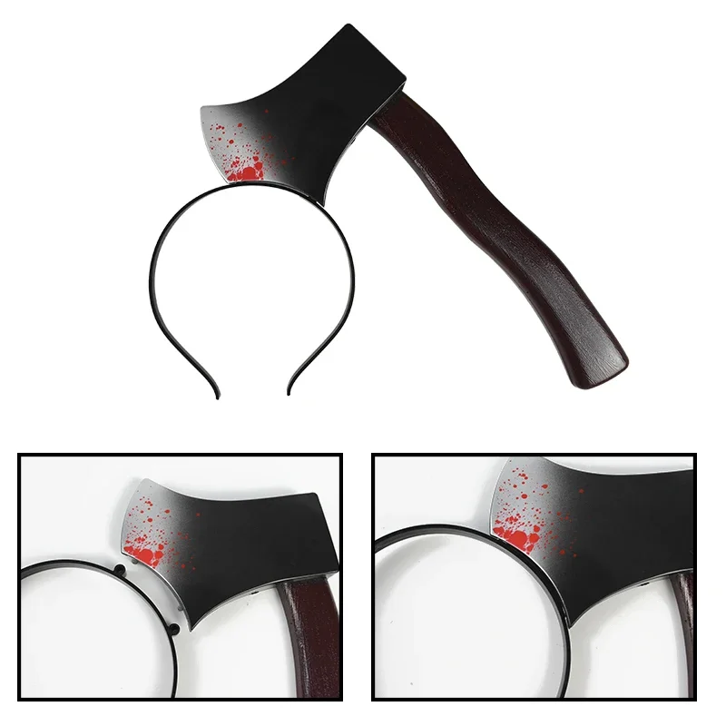 Halloween Horror Props Blood Fake Ax Saws Knife Headband for Halloween Party Masquerade Mischief Props Decoration Supplies