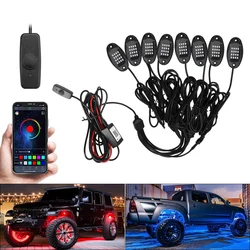 Car Chassis Light RGB LED Rock Lights For Jeep Off-Road Truck Boat Bluetooth APP Control Music Sync 4/6/8 In 1 Undergolw