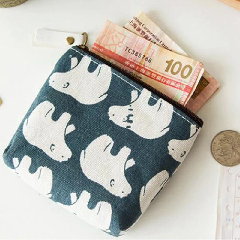 Small Fresh Forest Style Zipper Coin Purse Small Change Key Wired Headset Storage Bags Coin Pouch
