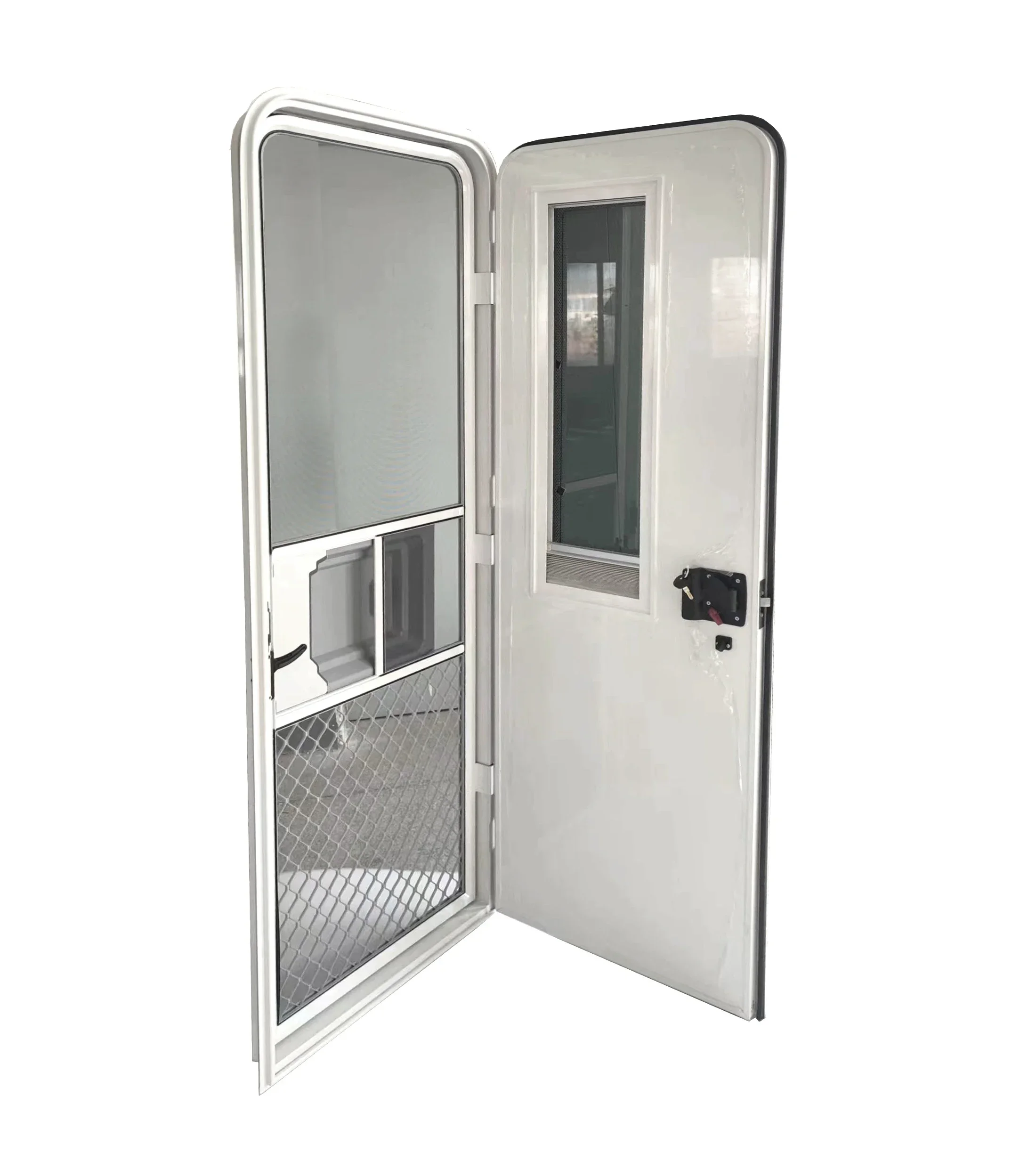 

Motorhome Caravan RV European Aluminum Alloy Entry Door With Tempered Glass Window And Combination Lock