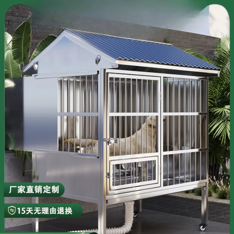 

Stainless steel dog cage large outdoor rain proof German Shepherd special outdoor extra