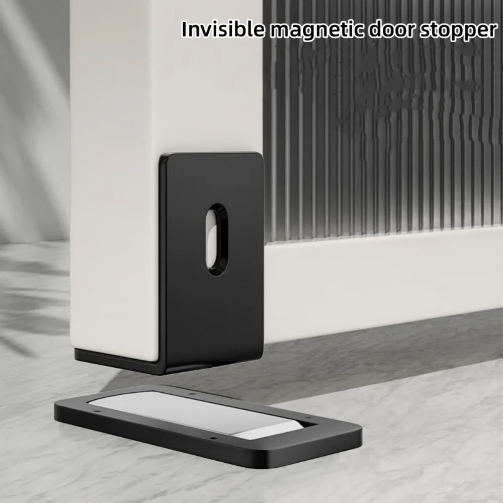 New Invisible Magnetic Door Stopper Aluminum Alloy Self Adhesive Anti-collision Door Draft Stopper Home Windproof Door Blocker