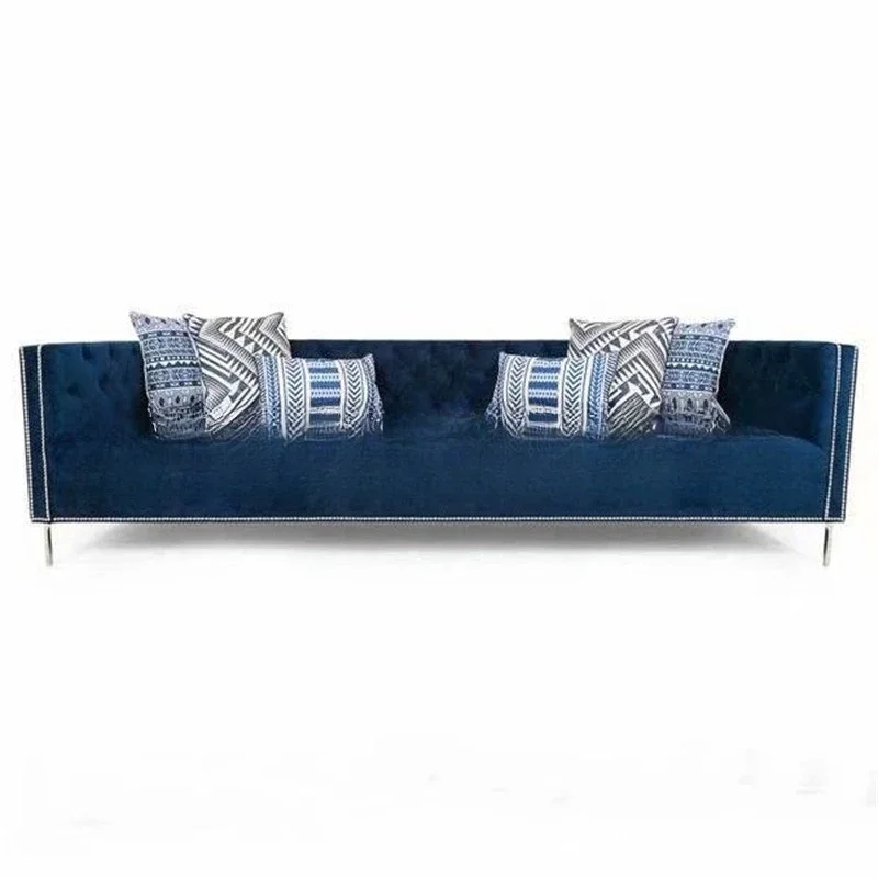 Canapé simple américain en acier inoxydable, meuble en tissu avec boucle, pour loisirs, club, vente, bureau, négociation