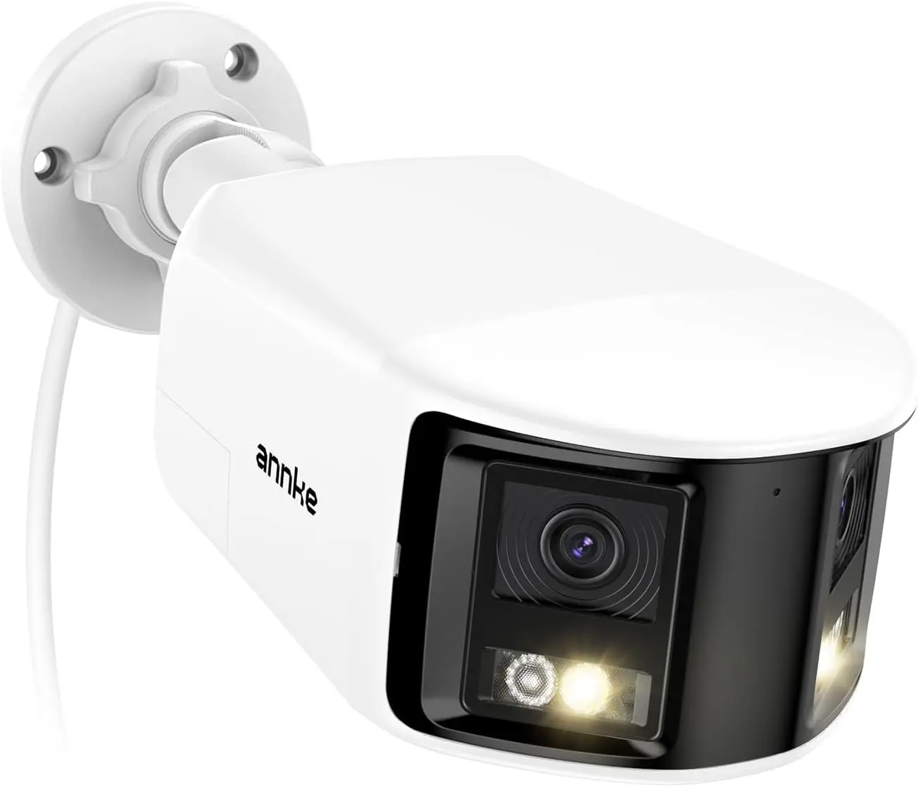 

4K-камера видеонаблюдения с двумя объективами и PoE, угол обзора 180° ° Панорамный обзор, цветное ночное видение, двусторонняя аудиосвязь и обнаружение объектов с помощью ИИ