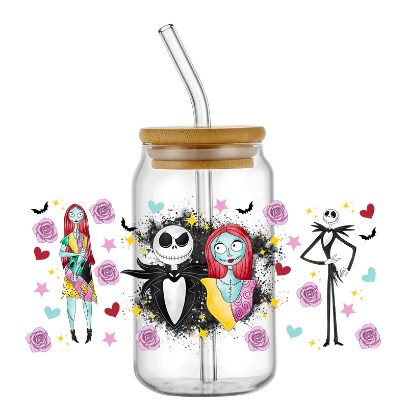 Cartoon Series Cup Print 3D UV DTF Cup Wrap Transfers Stickers Labels Durable Waterproof Logo For 16oz Glass Cup Bottles Wrap