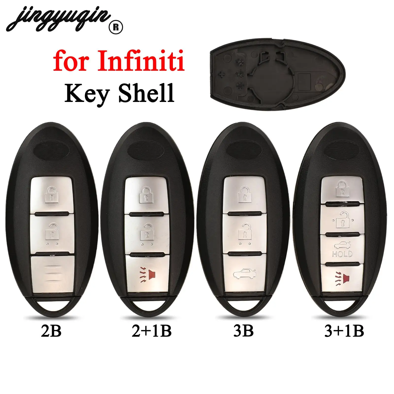 

jingyuqin 2/3/4 Buttons For Infiniti G35 G37 Keyless Entry Car Remote Key Shell Case Uncut Blade fob Replacement