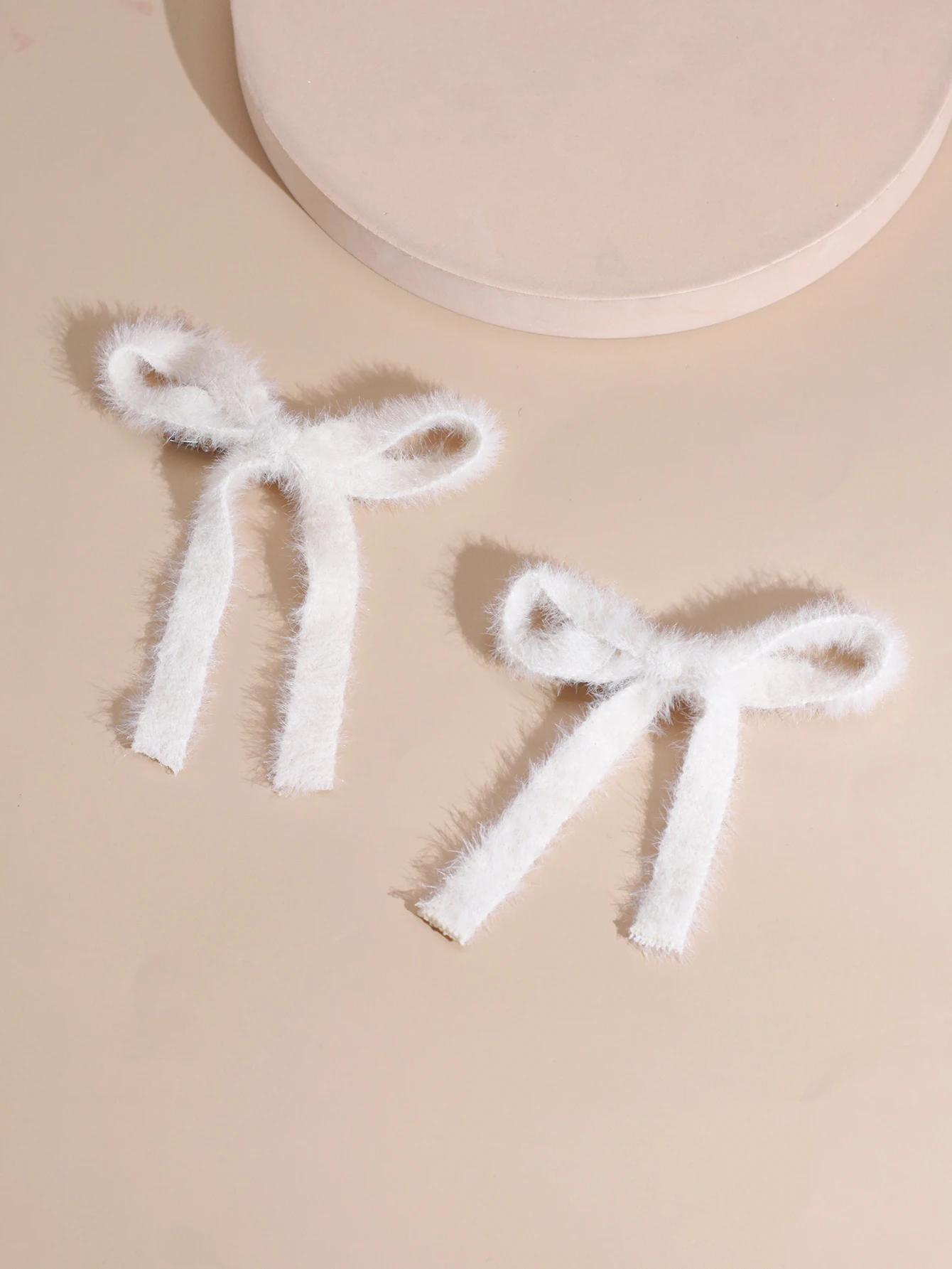 Lystrfac 2Pcs/Lot Knitted Plush Hair Bow For Women Girls Mohair Hairpin Simple Top Hair Clip Ladies Hairgrips Hair Accessories