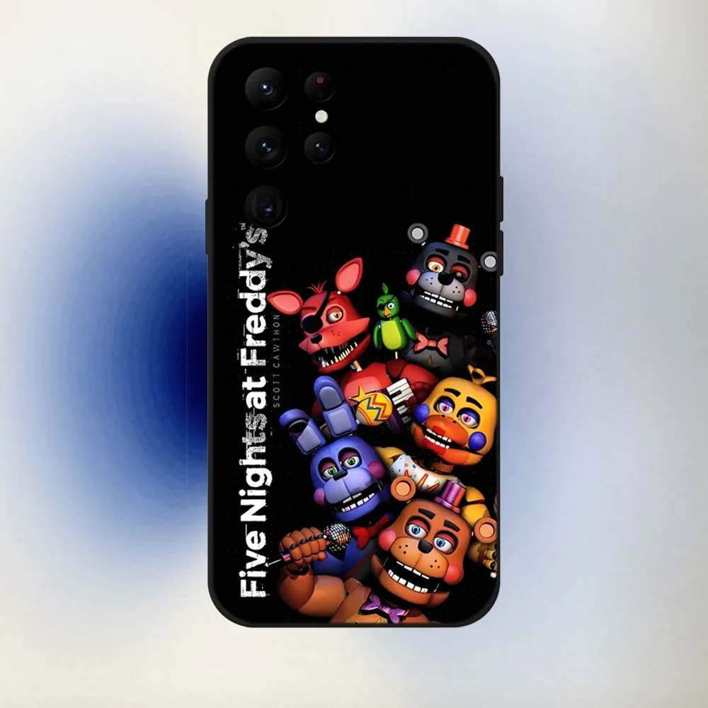 FNAF F-Five N-Nights at-Freddys Phone Case For Samsung S24,23,22,30,21,10,9,Ultra,Plus,Lite,FE,5G Black Soft Case